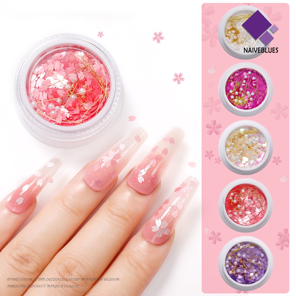 Naiveblue 1 Kotak Sequin Bentuk Bunga Ultra Tipis Efek Visual Berkilau Untuk Nail Art