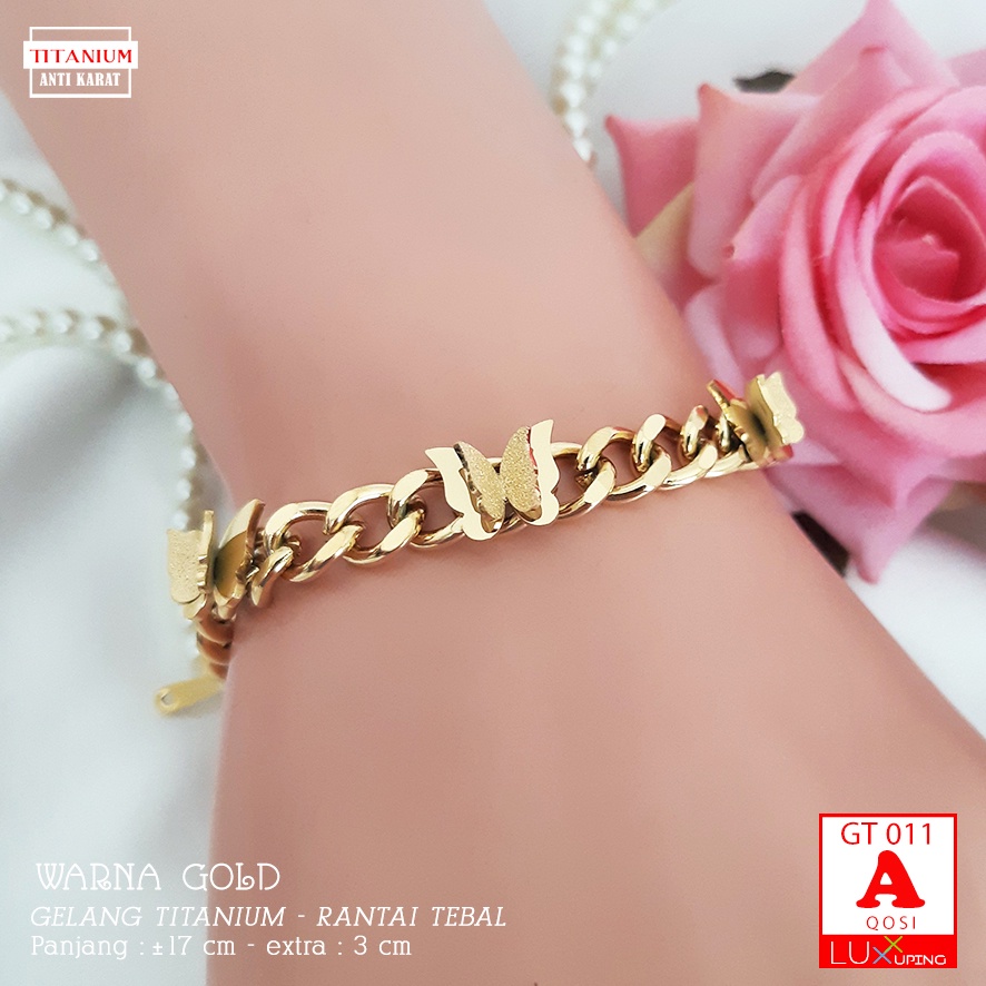 GT 011 Gelang Titanium Wanita Dewasa Terlaris Perhiasan Aksesoris Anti Karat Gelang Stainless Gelang Rantai Medan Tebal Gelang Besar Awet Tidak Mudah Luntur  Luxx