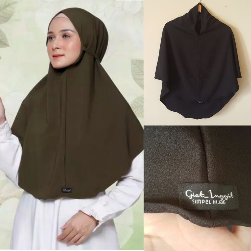 GIET INGGIT | Jilbab/Hijab Bergo Instan Syifa 2 in 1 Hitam Size M