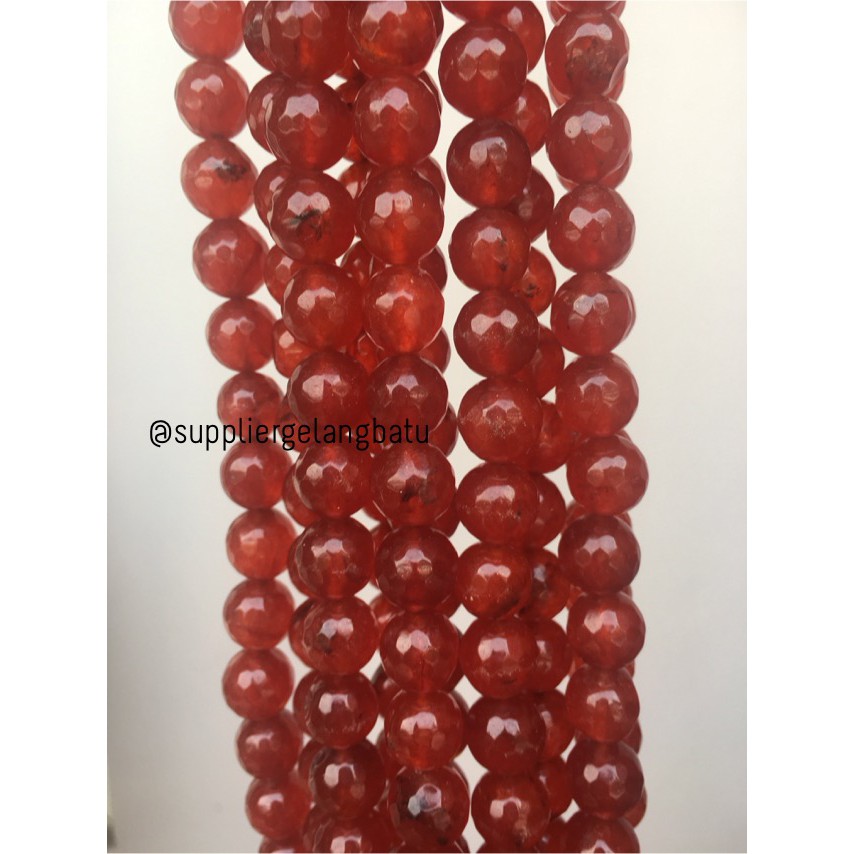 batu beads CUTTING 12mm red garnet faceted agate merah aksesoris craft pria wanita fashionita model