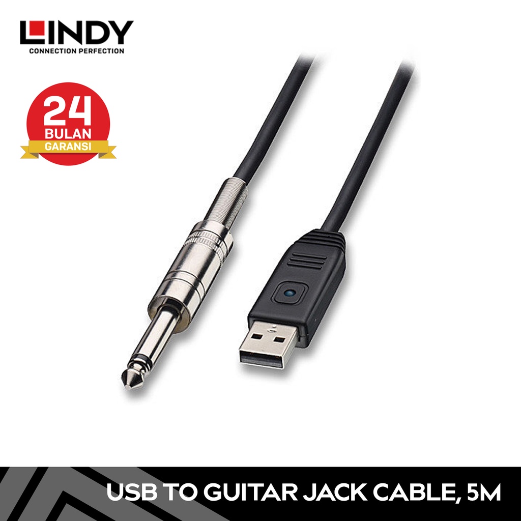 LINDY Kabel USB to Jack Gitar Bass OFC 5M 06104
