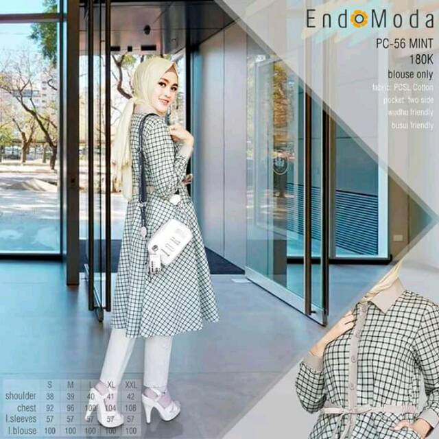Blouse endomoda PC-56 navy dan mint