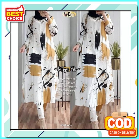 Bagus Dipakai.. One Set Salsabilla // Wanset Polos Kekinian Setelan Tunik Jumbo Fello//Setelan Rayon