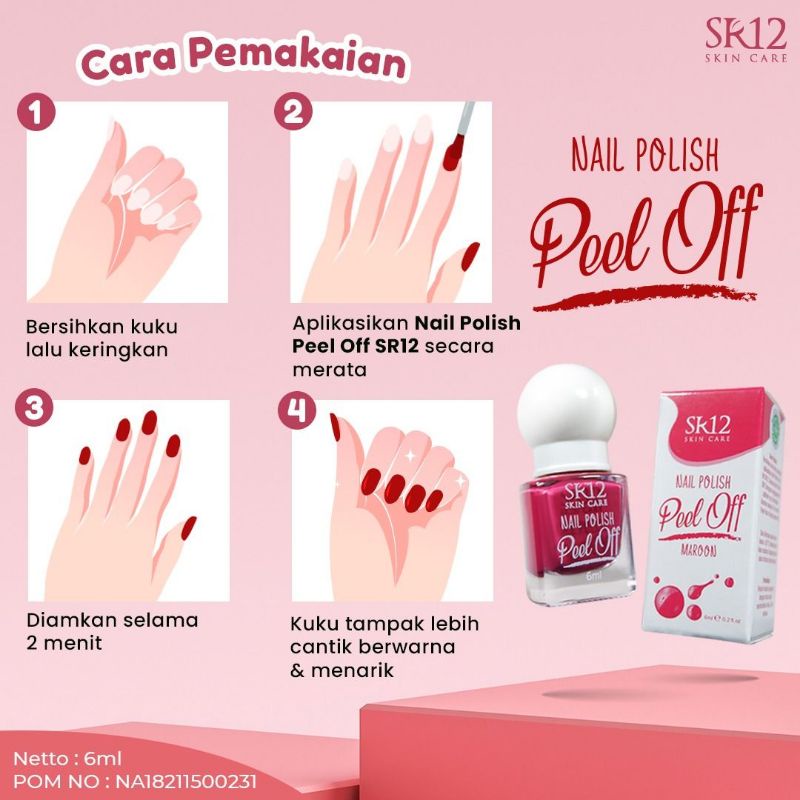 KUTEK SR12 HALAL / NAIL POLISH PEEL OFF / KUTEK KELUPAS WATER BASED NON ALKOHOL / CAT KUKU BPOM