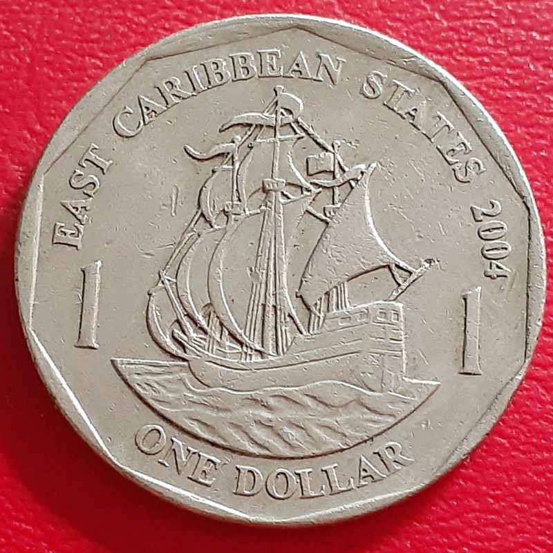 Uang Koin Kuno Luar 1 Dollar Caribbean Tahun 2004