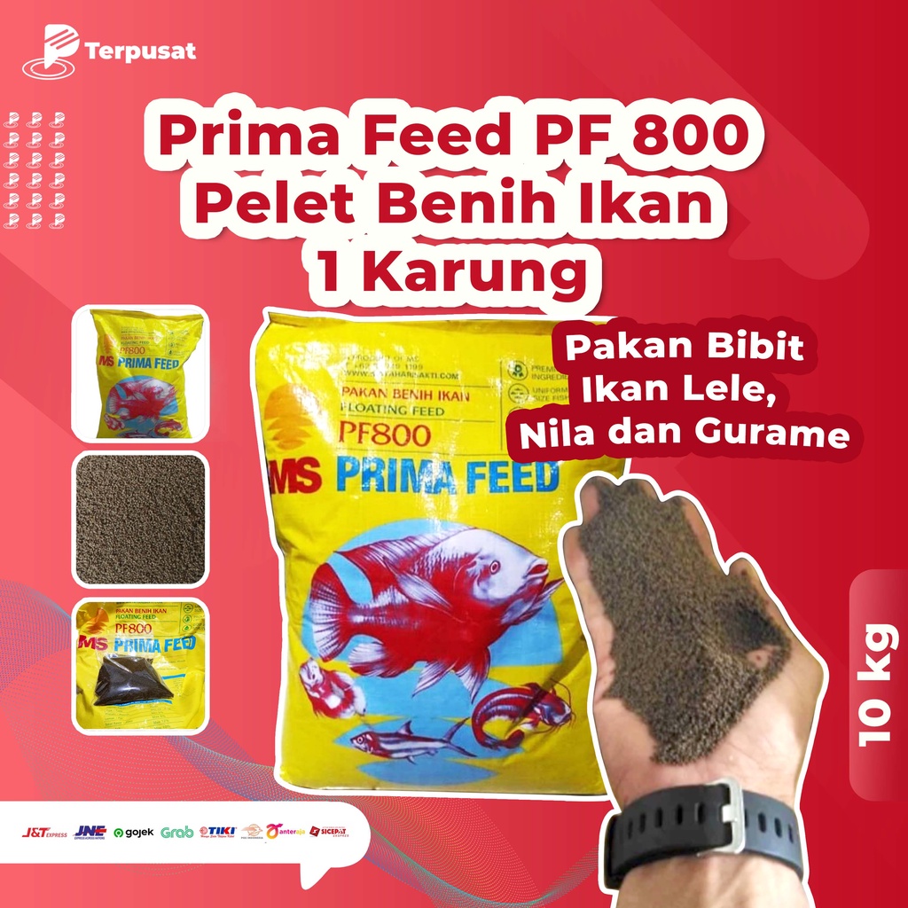 Perkarung 10 kg (jahitan pabrik) PRIMA FEED PF 800 Makanan ikan Pakan Ikan Pelet ikan