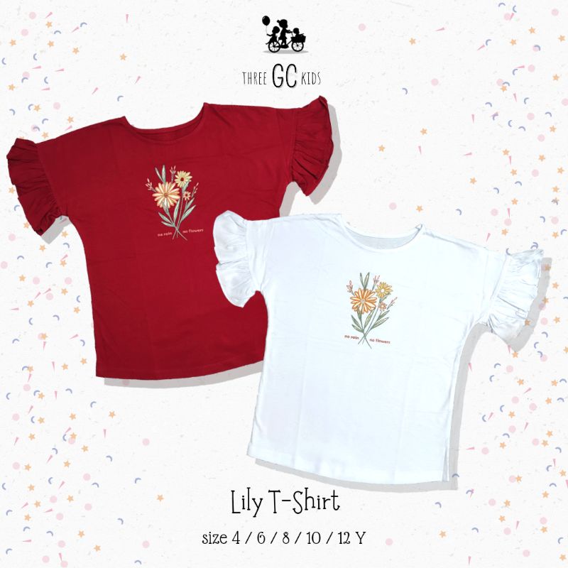 [ threeGC_kids ] Lily t-shirt girl / pakaian atasan baju kaos blouse anak perempuan warna merah puti