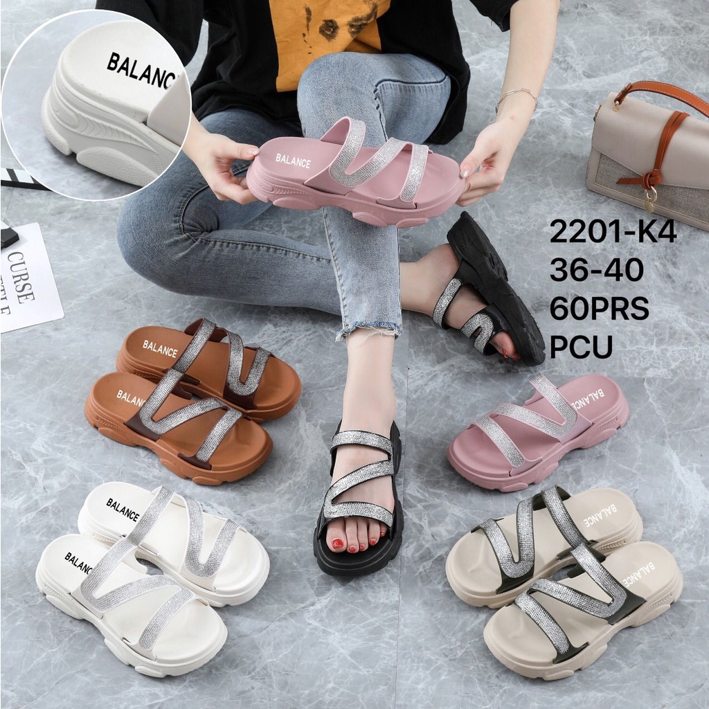 SANDAL WANITA JELLY IMPORT WEDGES TEBAL OLINE BALANCE 2201-K4