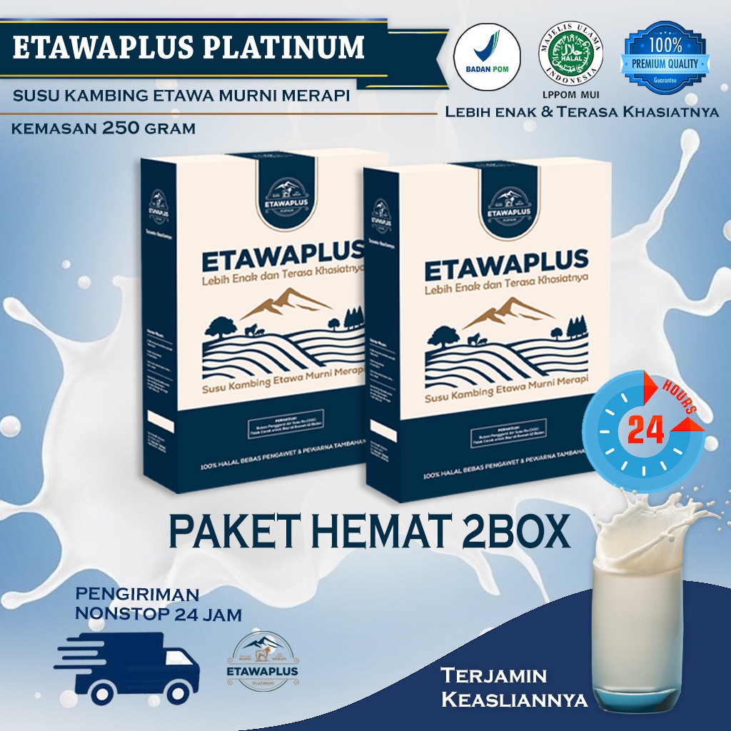 Etawaplus Platinum Kolostrum Paket Hemat 2 BOX 500gram / Susu tulang kuat / Susu pernafasan / Susu Kecerdasan anak / Etawaku / Etawaku Platinum / Susu kambing etawa / susu etawa murni kemasan 250gram