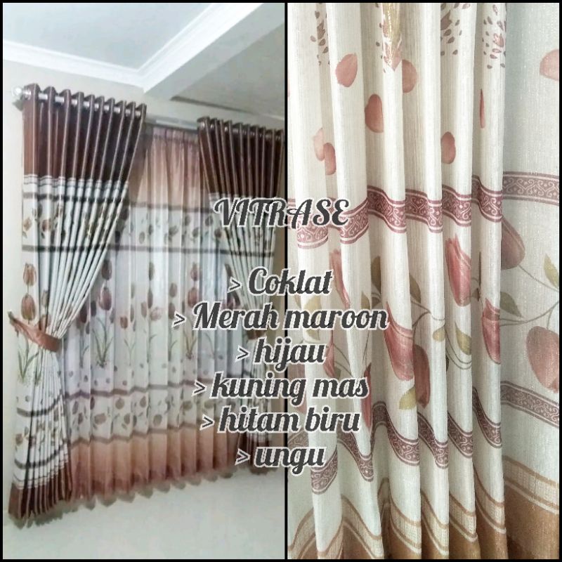 vitrase / vitrage gorden motif bunga tulip/ vitrase siang malam Tirai daleman gorden