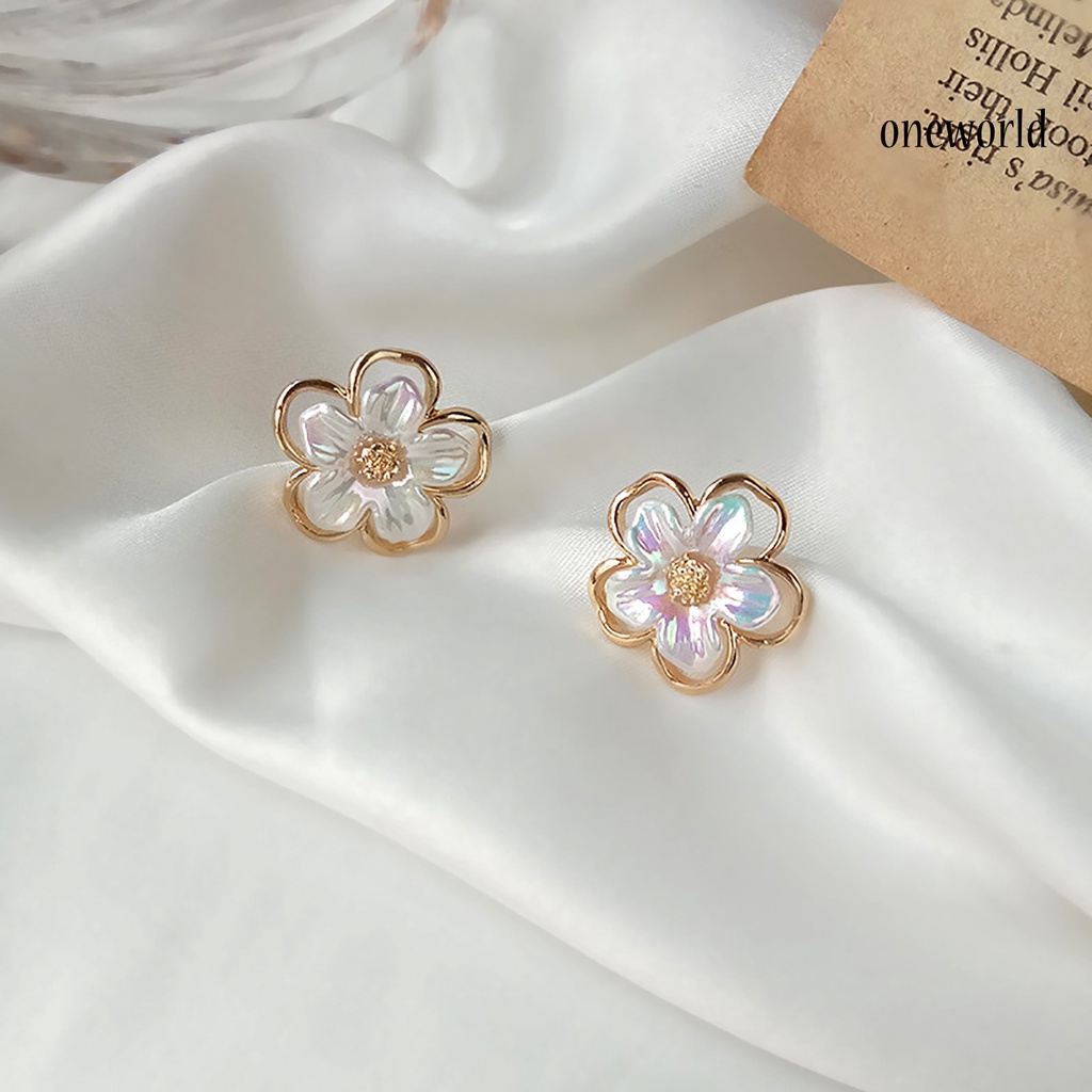 OW# 1 Pair Beautiful Flower Shape All-match Sweet Ear Stud Earring Jewelry Accessory