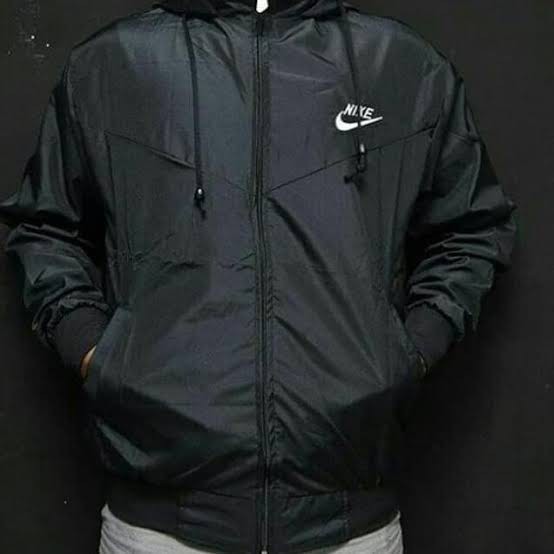 Jaket Parasut Olahraga Lari Joging Windruning Stabilo Jaket Pria Wanita-Hitam