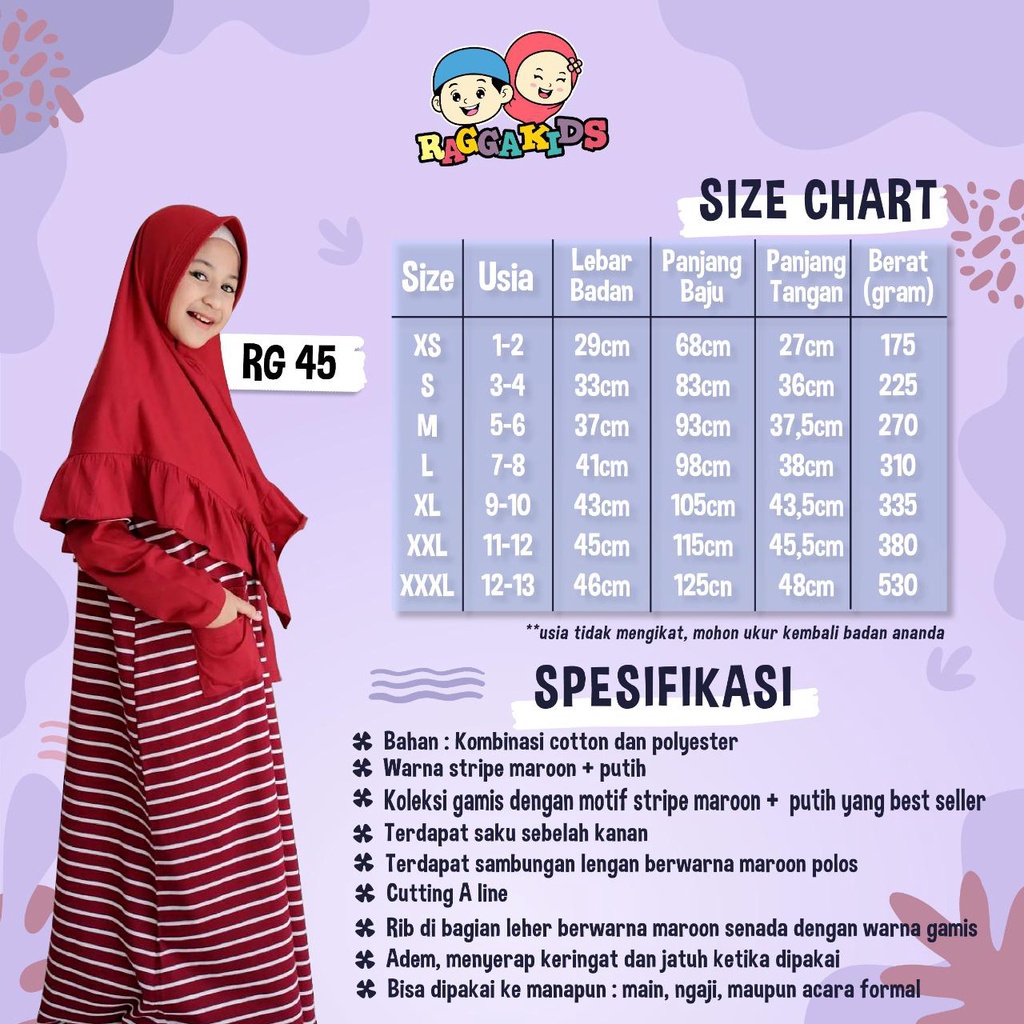 BAJU GAMIS ANAK PEREMPUAN TANGGUNG REMAJA TERBARU 2022 LUCU NYAMAN SYAR'I BAHAN KAOS RAGGAKIDS TANGGUNG PREMIUM untuk 2-12 tahun