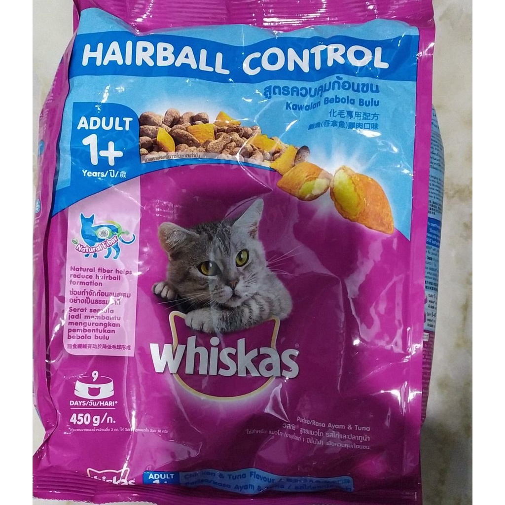 Whiskas Hairball Control Chiken &amp; Tuna 450gr 1+ frespack