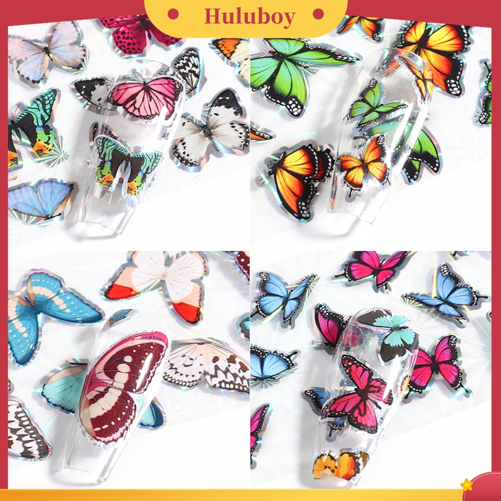 Huluboy Huluboy♡ 20pcs Stiker Kuku Motif Kupu-Kupu Untuk Dekorasi Manicure