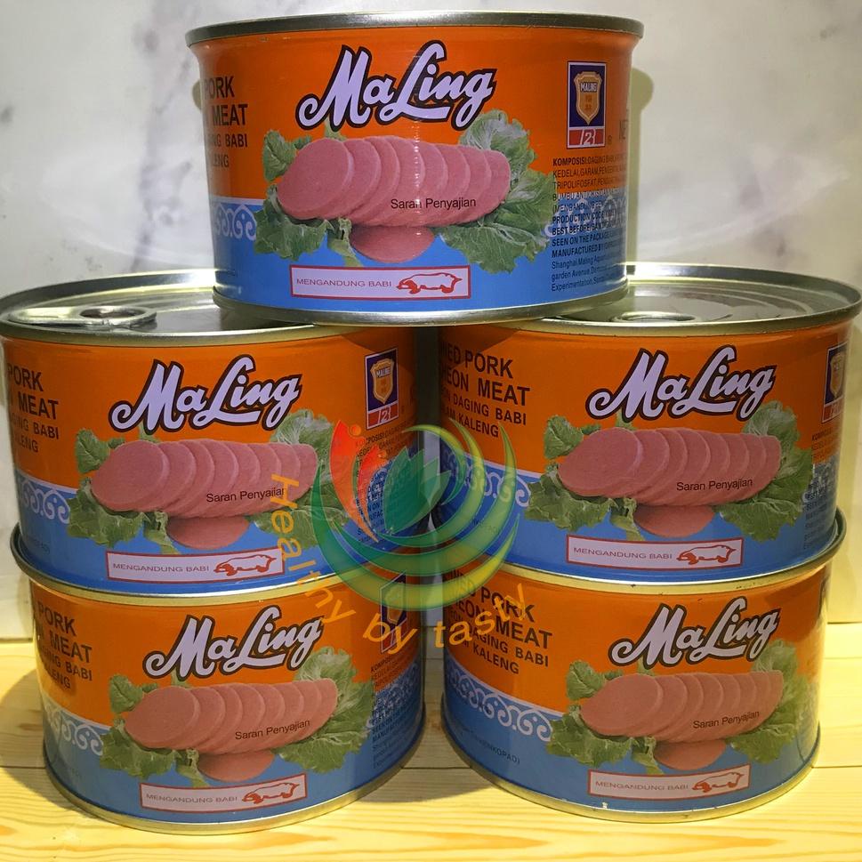 

Kirim Sekarang AAJJK Ma Ling Luncheon Pork 397 gr TTS Canned / Daging Ham Babi Maling NON HALAL 83 R