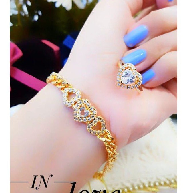 Xuping Set Perhiasan Gelang dan Cincin F8746