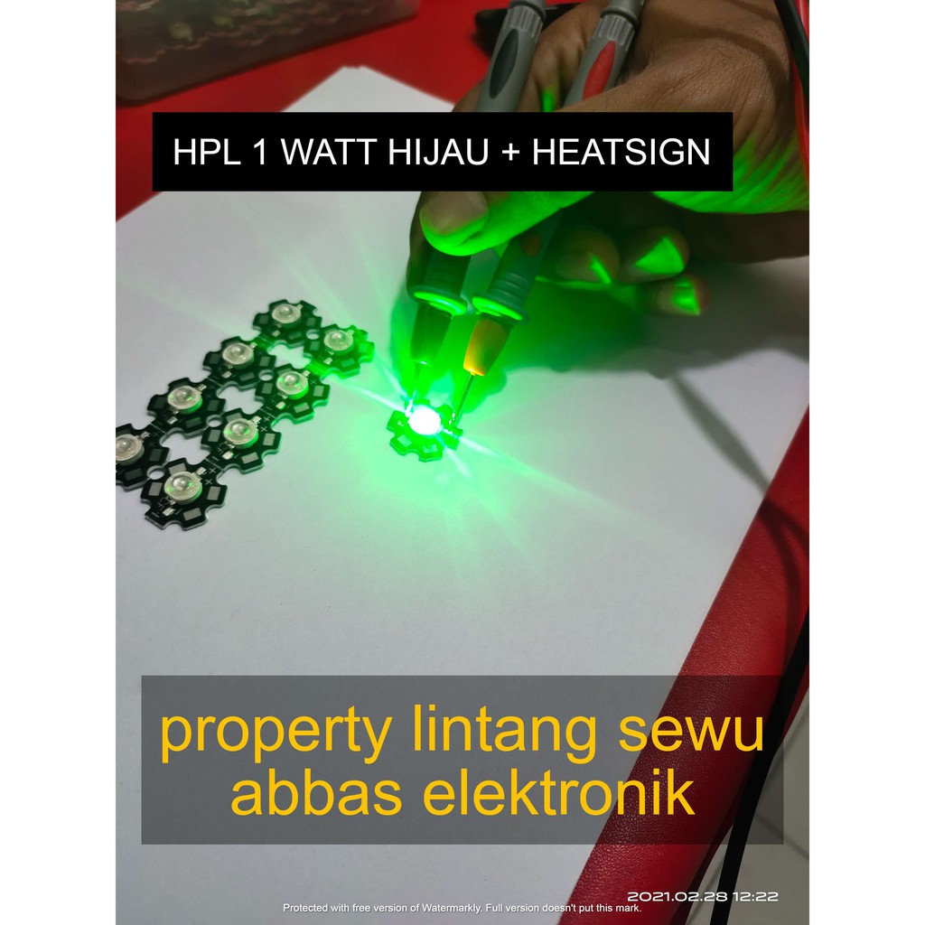led hpl 1 watt warna HIJAU GREEN plus heatsing pendingin