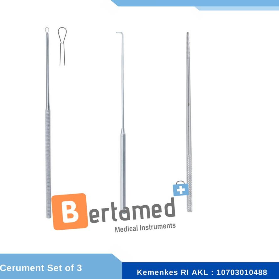 ♠ MARWA Cerument Set of 3 / Cerumen Set / Serumen Set THT - Sendok Serumen , Kait Serumen , Pelilit 
