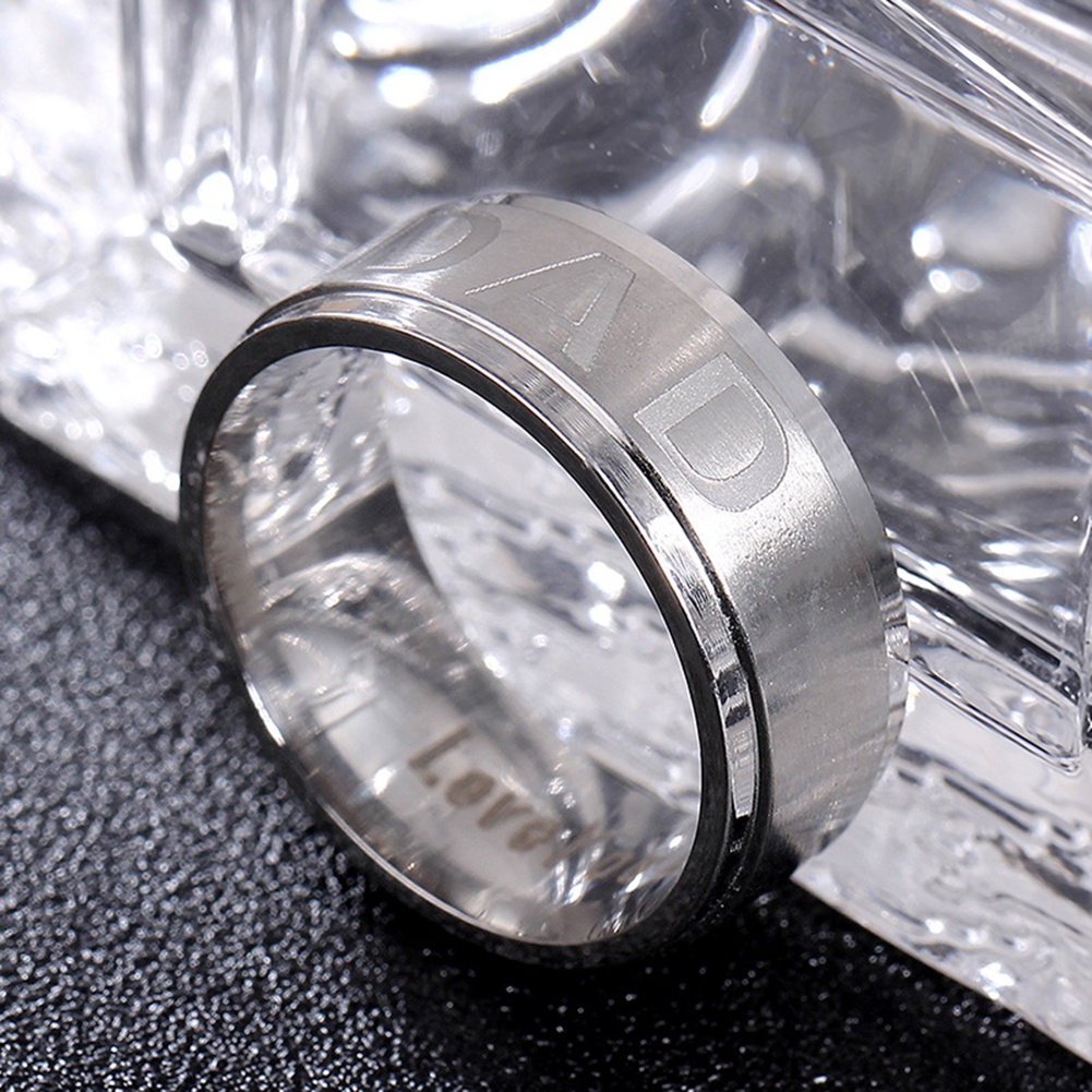 Hu Hu Hu Hu Hu Alat Bantu Pasang Kacamata♡ Cincin Stainless Steel Motif Ukir Tulisan Dad Untuk Hadiah Hari Ayah