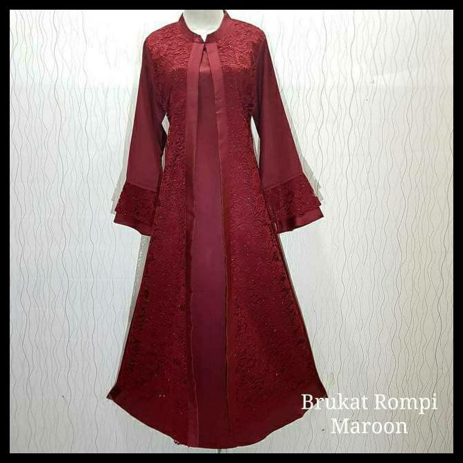 Gamis Rompi Brukat - Maroon - Merah, M