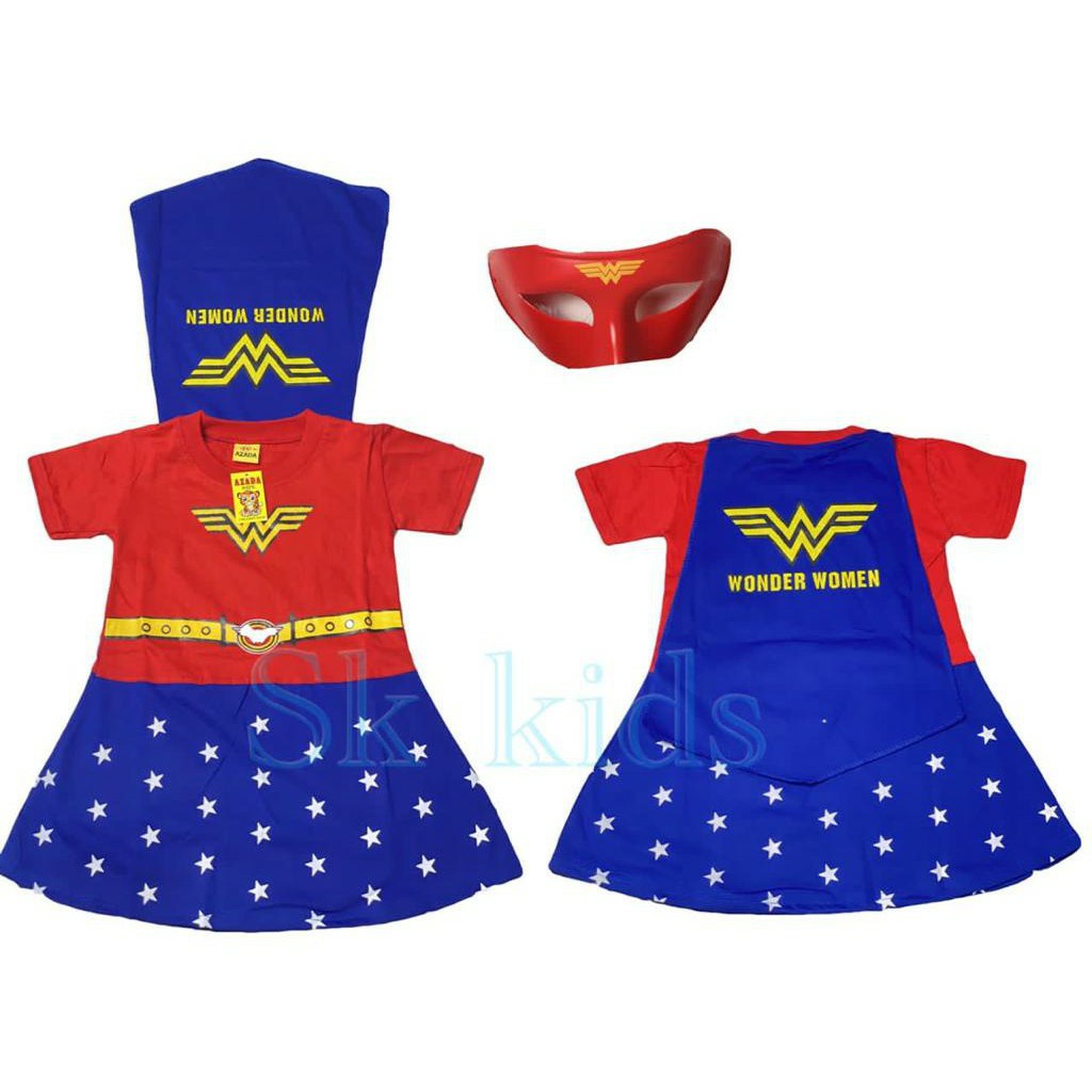 KOSTUM DRESS ANAK WONDER WOMAN GRATIS TOPENG