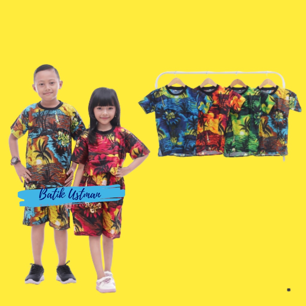 Setelan Baju Pantai Anak Perempuan Dan Laki Laki Usia 1-10 Tahun Bahan Rayon Kaos Bali