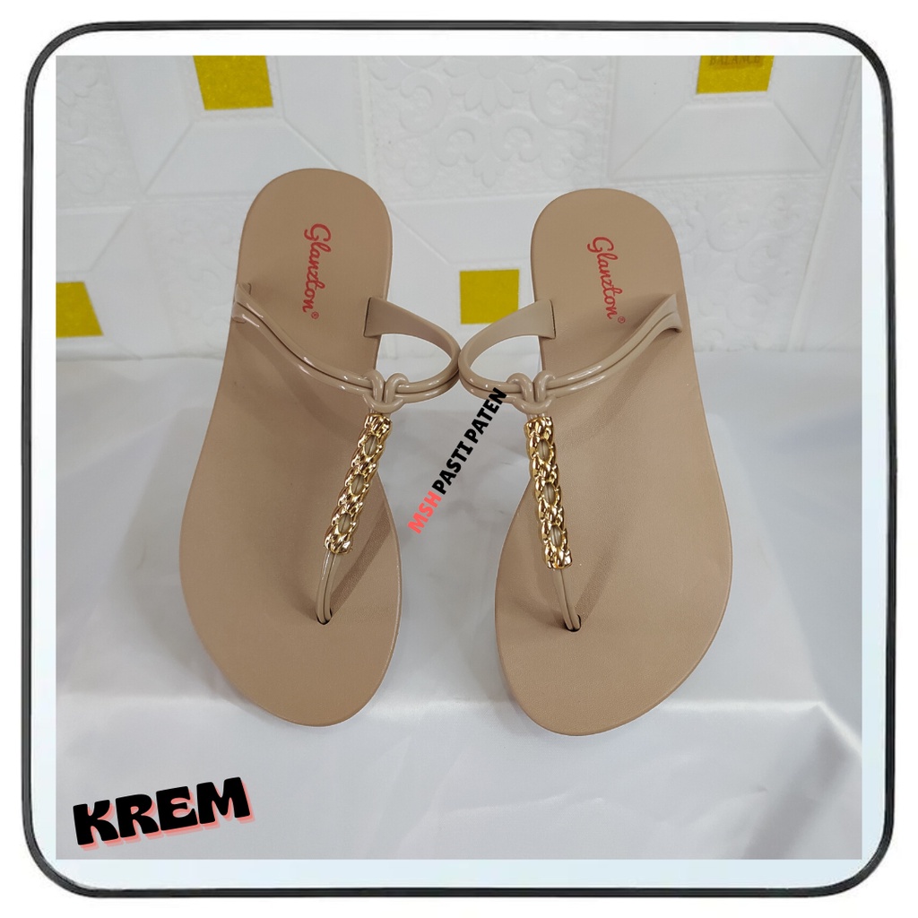 sandal flat sandal jepit sandal jelly wanita impor glanzton original