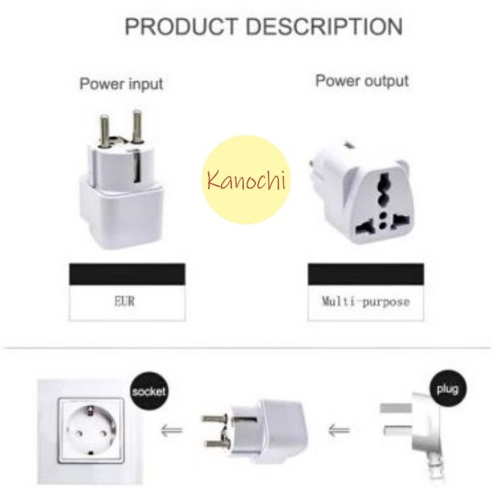 Over Steker Adaptor 3 Kaki Travel Adapter ke 2 Universal AU+ UK + US