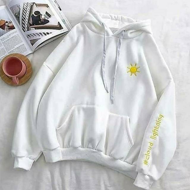 Sweater Hoodie Wanita Cloud Sweater Fleece Model Korea Hangat-1