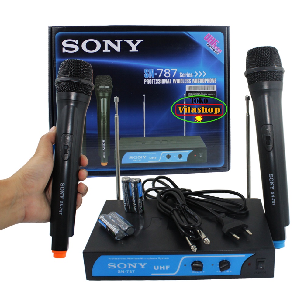 Microphone Wireless Sony SN-787 Mic Werles Mik Tanpa Kabel 2 Handle