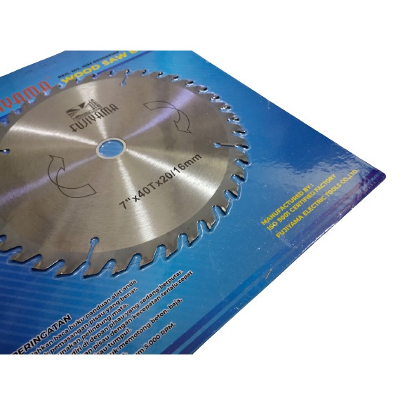 MATA CIRCULAR SAW 7" X 40T FUJIYAMA/ WOOD SAW/ MATA GERGAJI KAYU /MATA CIRGULAR SAW /MATA CIRCULAR SAW MATA GERGAJI KAYU TIPIS 7 INCH X 40T CIRCULAR SAW BLADE BERKUALITAS HIGH QUALITY