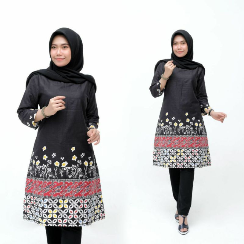 Tunik Batik Baju Batik Wanita Modern Atasan Batik Kerja Wanita Blouse Batik Kantor Batik Modern M L XL XXL Seragam Batik