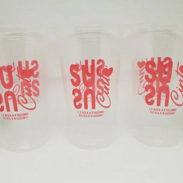 Sablon Cup Gelas Plastik 12/14/16 oz