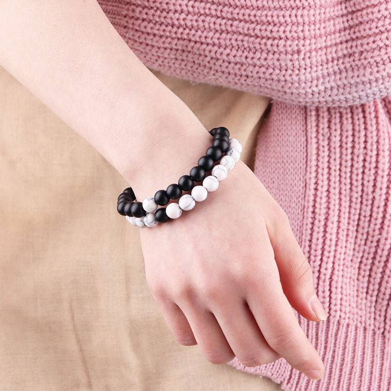 Gelang Manik-Manik Batu Matte Ukuran 8mm Untuk Pasangan