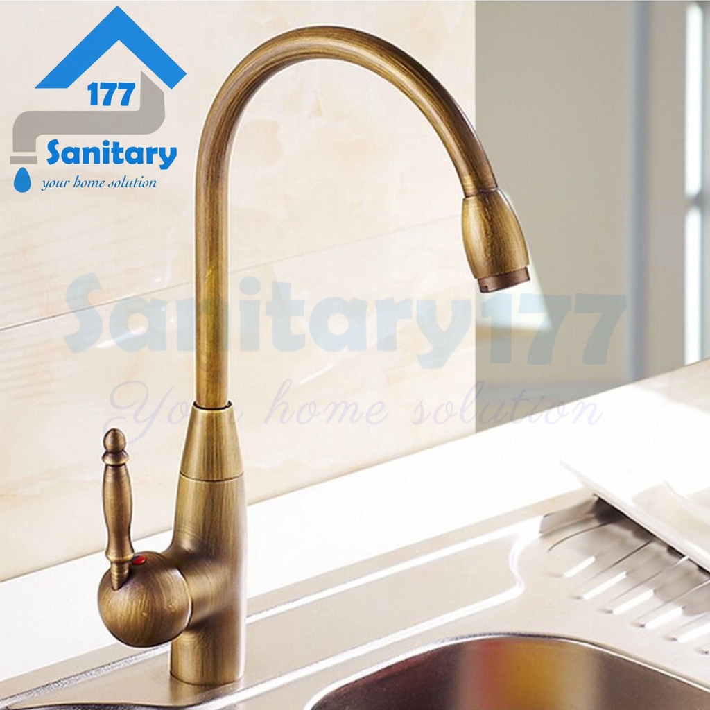 Kran Panas Dingin Sink GOLD matte FG12 Keran air wastafel cuci tangan mixer model eropa retro jadul vintage emas kuning