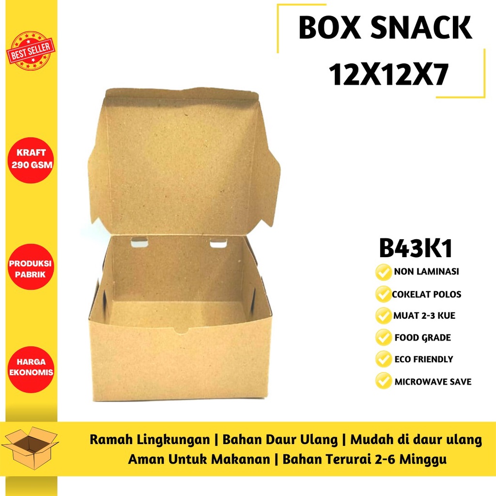 Box Snack Snack Box Dus 12X12X7 (B43K1-Non Laminasi)