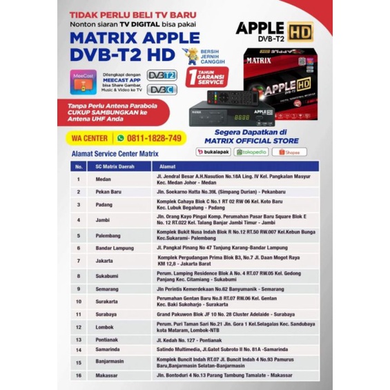 Set Top Box TV Digital MATRIX Apple Merah Terbaru HD DVBT2 UHF Digital Bisa Youtube DVB Matrix Apple-2