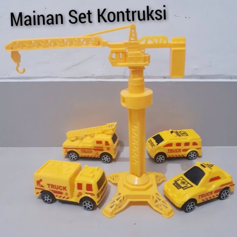 Mainan Set Alat Kontruksi Anak Edukatif - Mobil Truk Crane Contruction