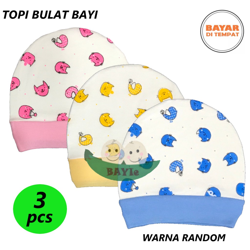 BAYIe - 3 PCS Topi Bayi / Anak BULAT motif TABUR