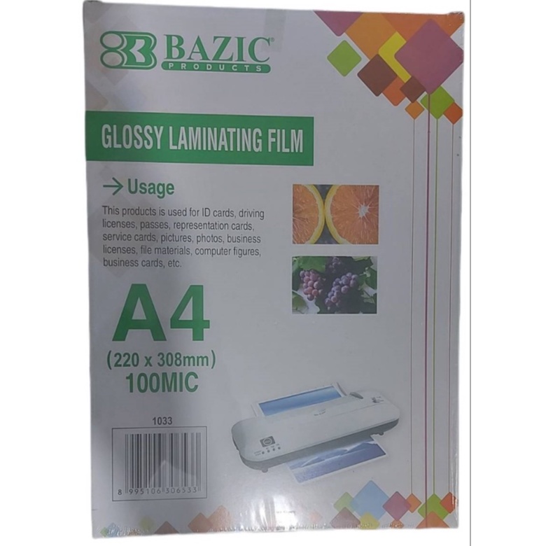 

[1 Bungkus] Plastik Laminating Bazic A4 Glossy 100 Micron / Laminating FIlm Glossy A4 Glossy 100 Micron