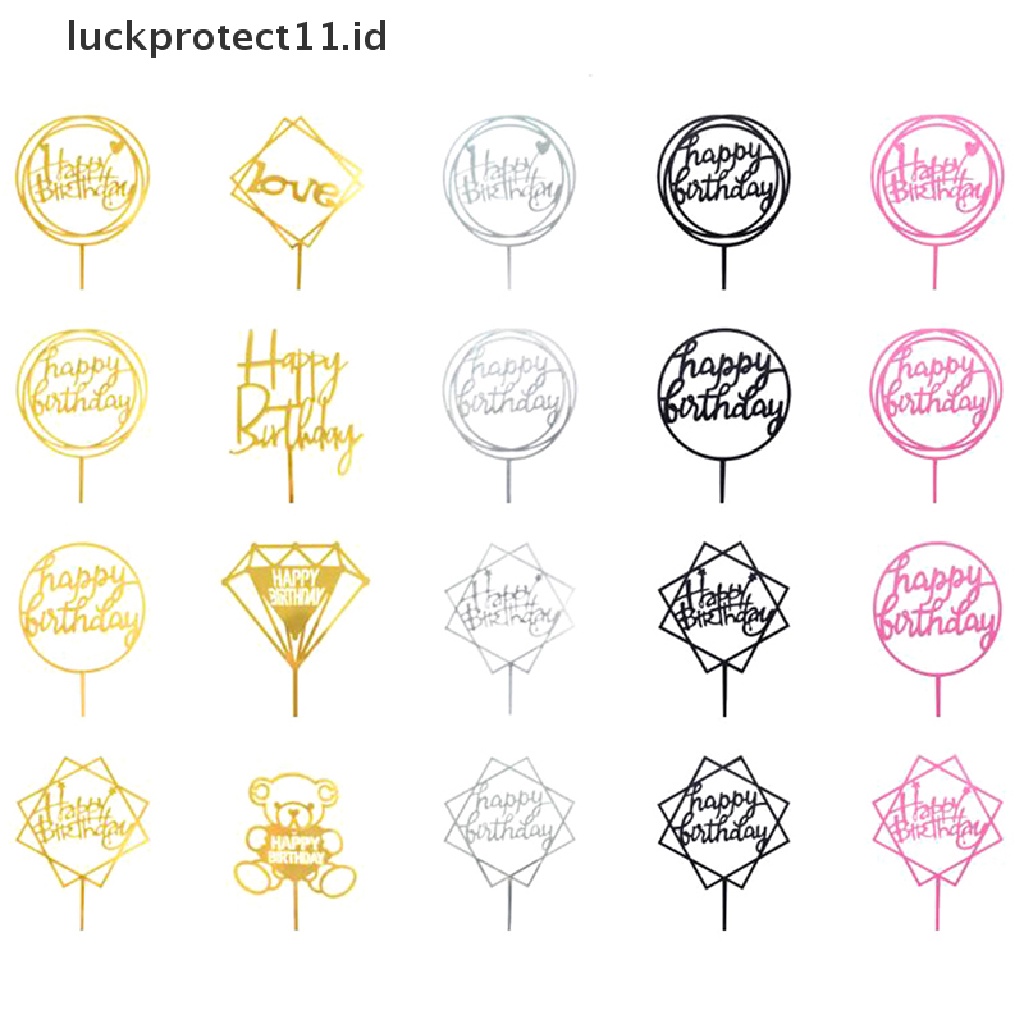 //HG&amp;ID// 10Pcs Acrylic Hand writing Happy Birthday Cake Topper Dessert Party Decoration .