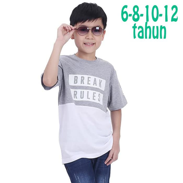 Terlaris T-Shirt Anak Laki-laki Original TDLR 2 Tone Abu Size 6 8 10 12 Tahun