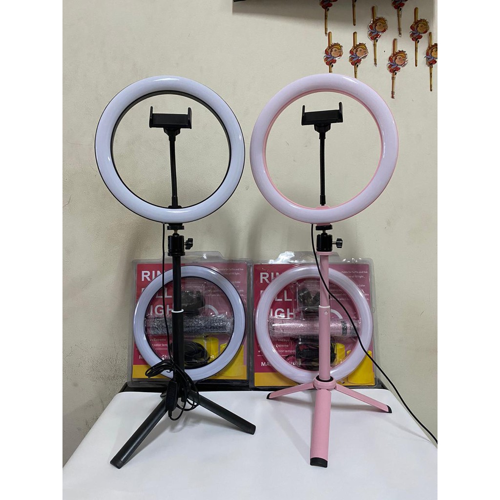 Lampu Selfie / Ring Fill Light ( 26 CM / 10 INCH ) Panjang Tripod Bisa 70 CM Dan 60 CM