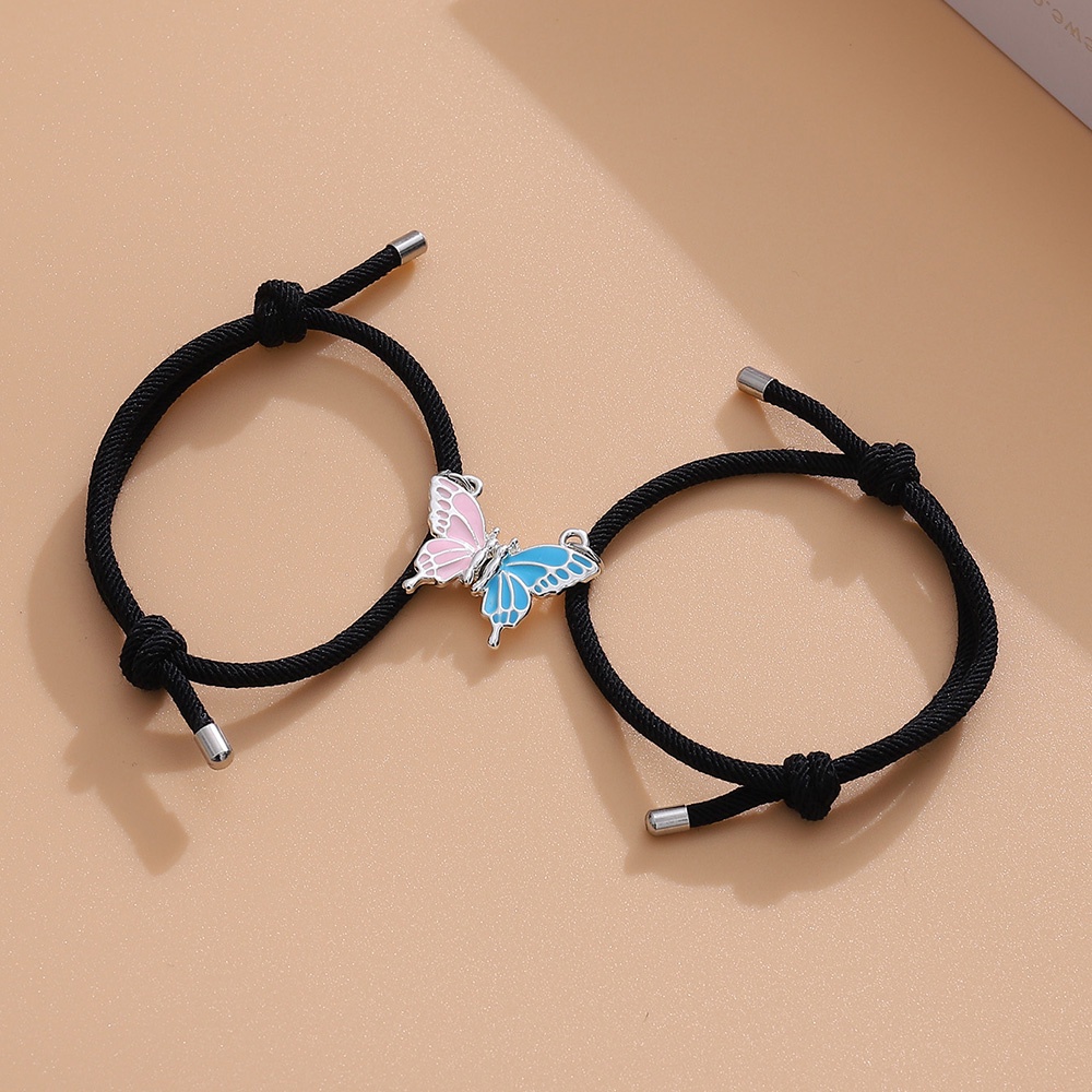 2pcs / Set Gelang Tangan Magnetik Model Sayap Kupu-Kupu Untuk Pasangan