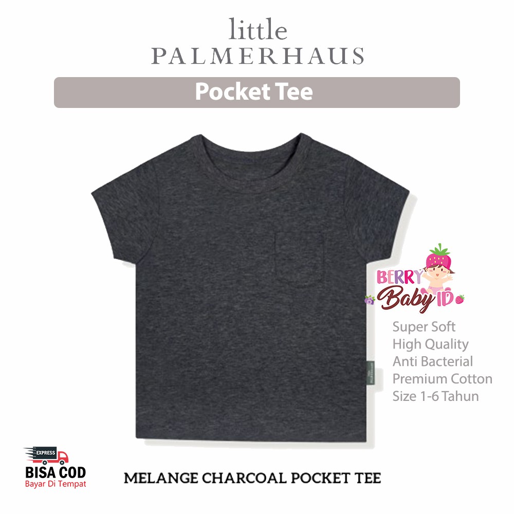 Little Palmerhaus Pocket Tee Baju Bayi Anak 1-6 Tahun Laki-Laki Premium Katun Berry Mart