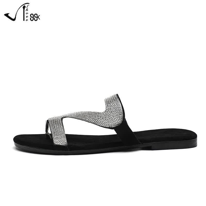 Korean Crystal Bling Slide Sandal Flat Slippers /Sandal Pantai Flat Wanita 5232 (36-40)