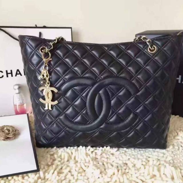 Ch Large Zipped Shopping Bag / Tas Wanita / Mirrror Quality