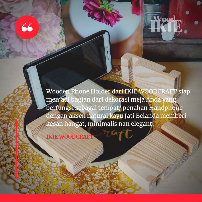 IKIE Stand dudukan hp / handphone / phone holder kayu