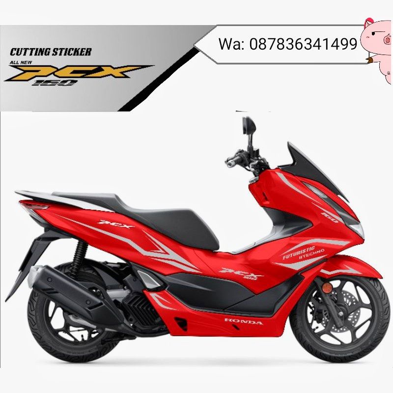 Stiker Pcx 160 Cutting Stiker Honda Pcx 160 body merah Stiker Silver
